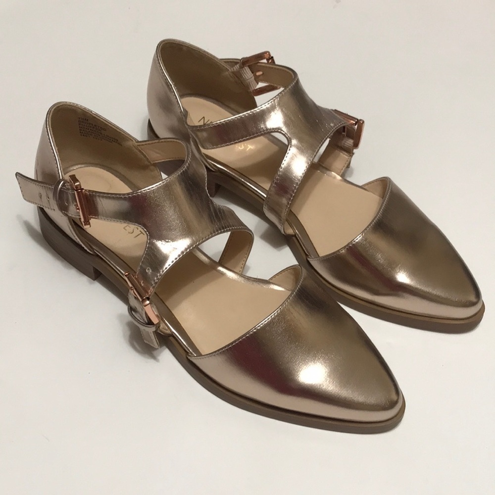 Rose Gold Metallic Patent Leather Flats 7.5M